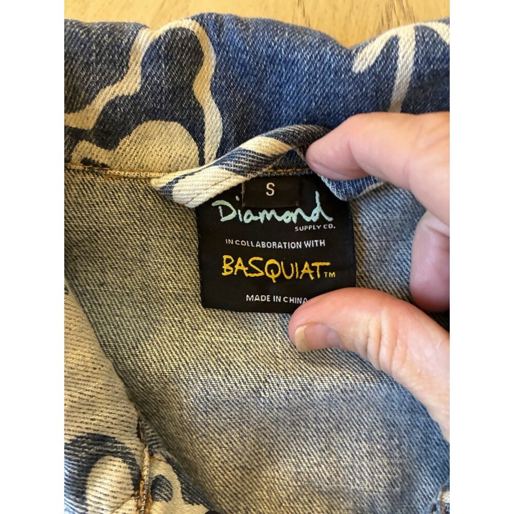 Diamond Supply X Basquiat Doodle Denim Jacket Limited All Over Graphic Print S - Picture 6 of 16